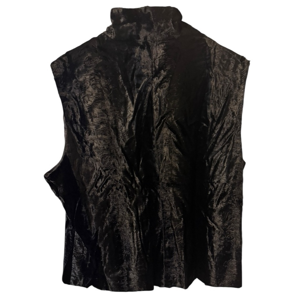 Vintage Olsen Black Collar Up Faux Fur Vest Pockets SZ US 12/ EUR 44 Y2K - Picture 3 of 9